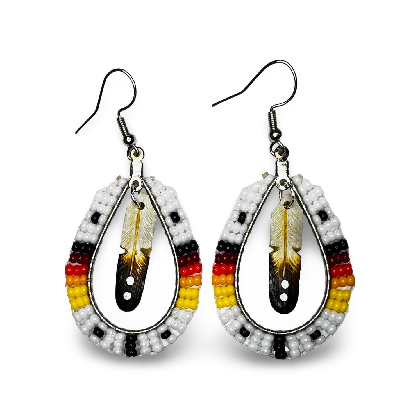 DYH Teardrop w/ Feather Earrings