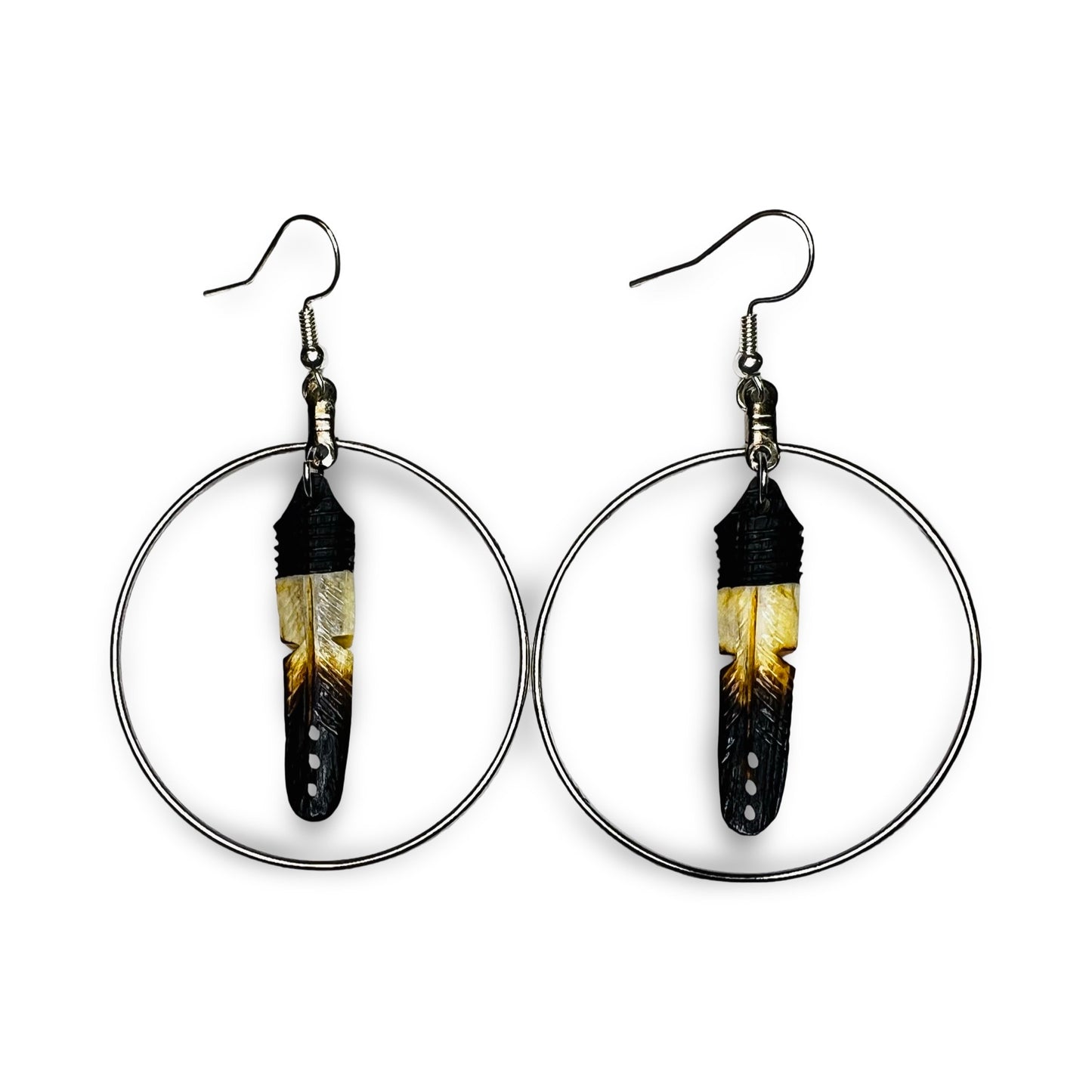 DYH Hoop w/ Feather Earrings
