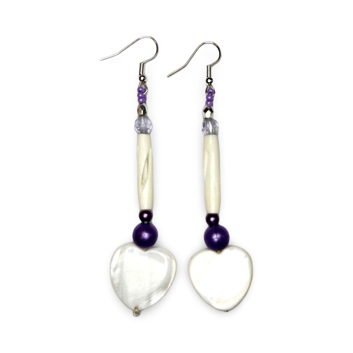 BEC Nacre Heart Imitation Hollow Bone Earrings