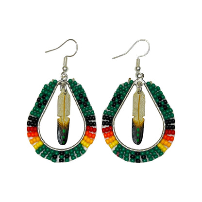DYH 2" Feather & Bead Earrings