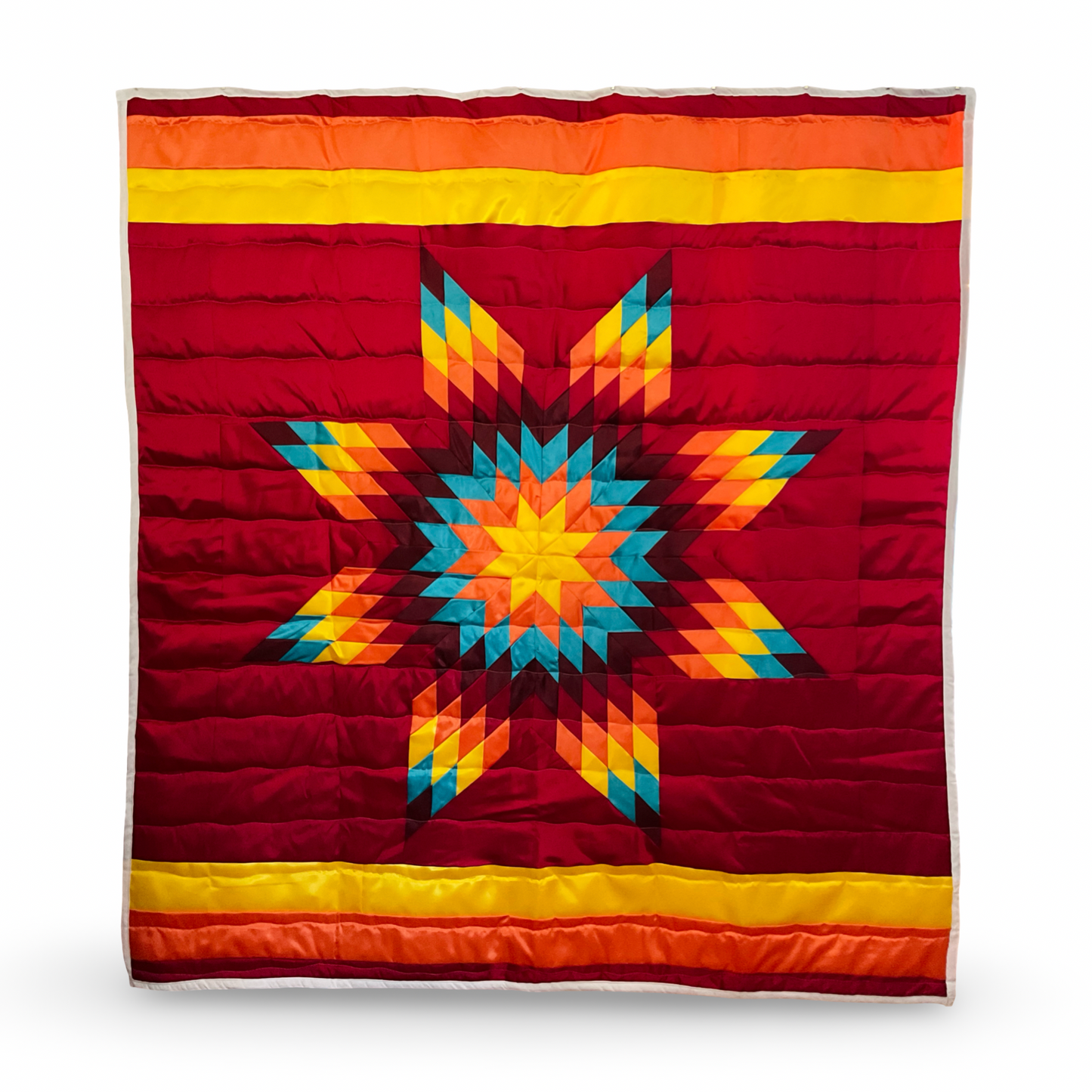 JBE Red Sunset Queen Satin Star Quilt