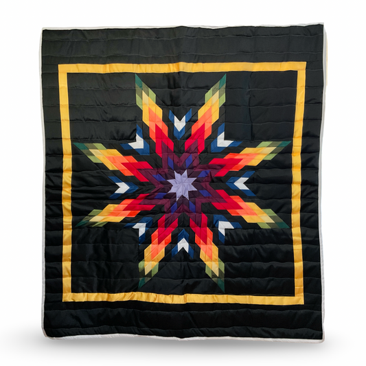 JBE Black Rainbow Ribbon Satin Star Quilt