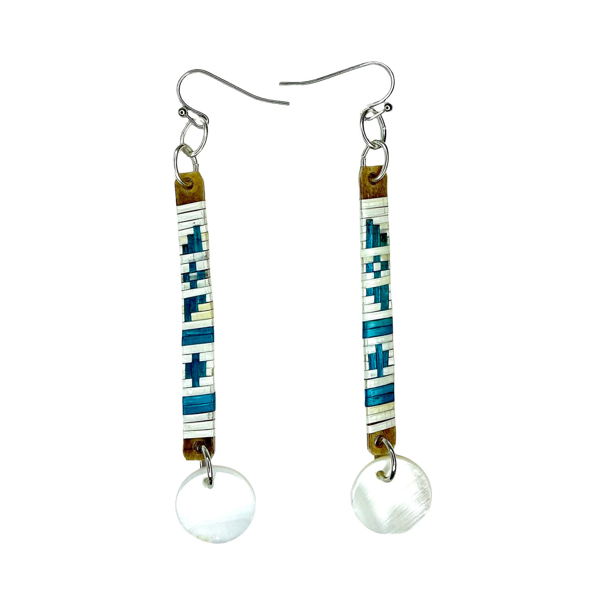 CRC Slat Circle Abalone Quill Earrings