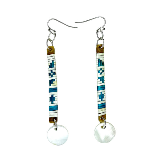 CRC Slat Circle Abalone Quill Earrings