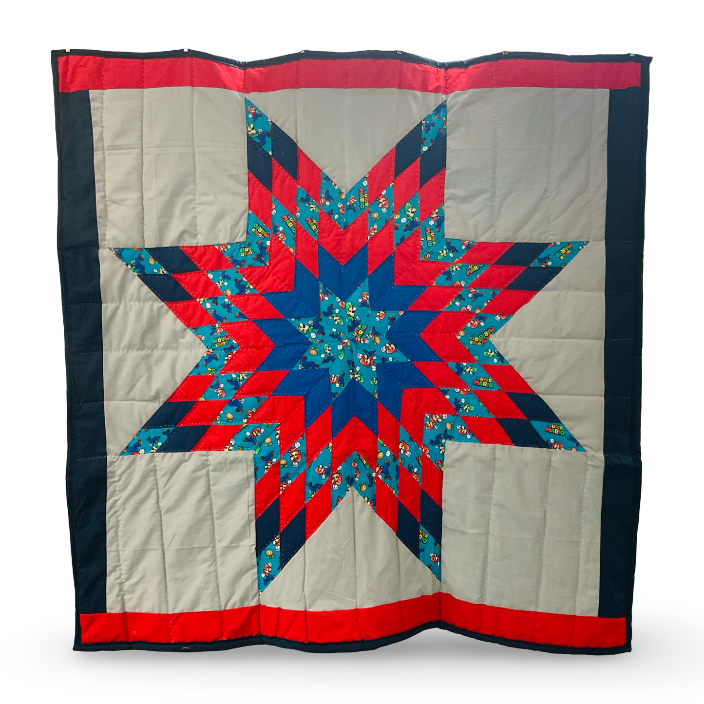 CEH Navy Blue/Beige Baby Star Quilt