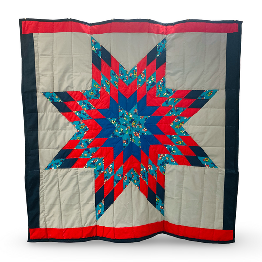 CEH Navy Blue/Beige Baby Star Quilt