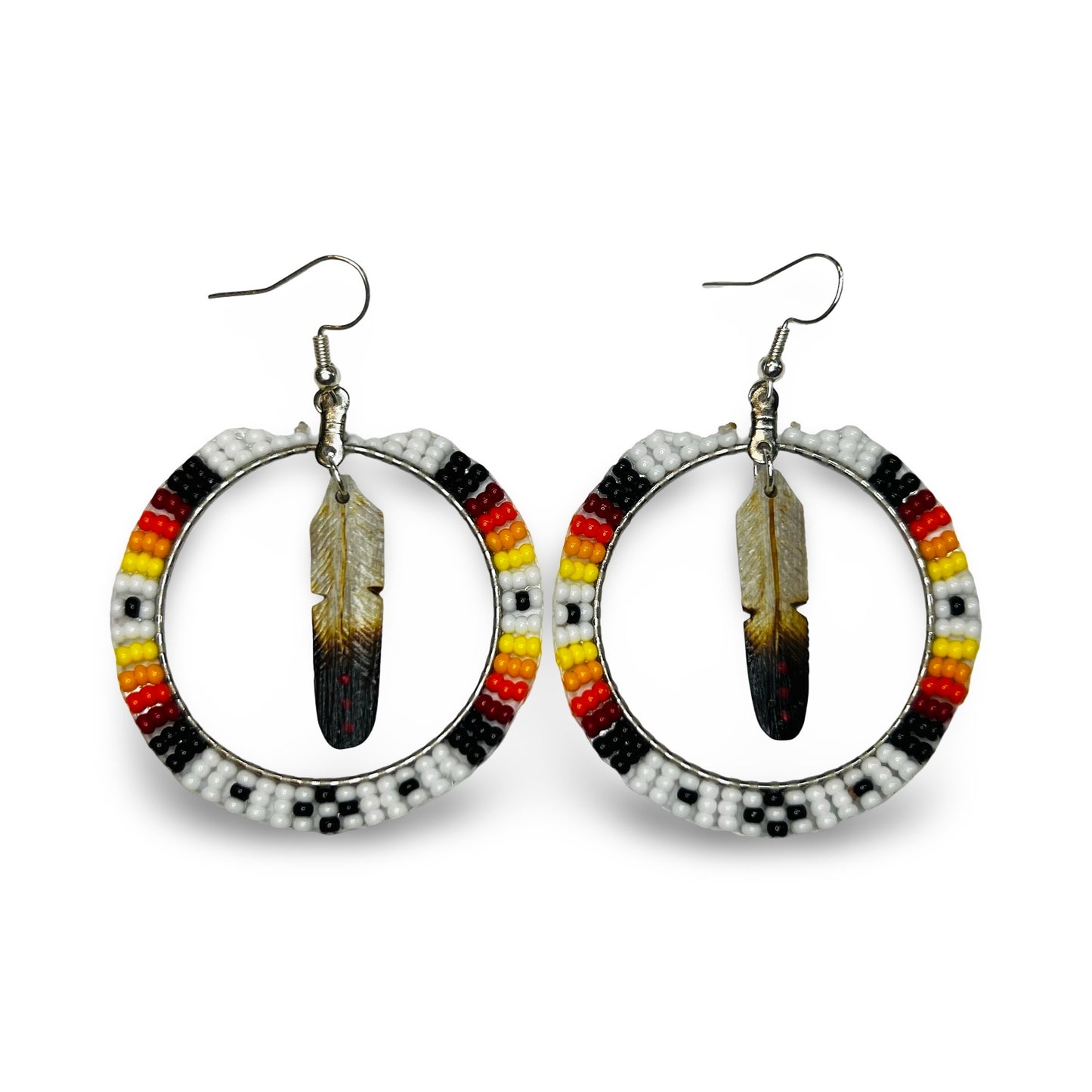 DYH 2" Feather & Bead Earrings