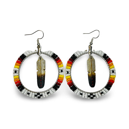 DYH 2" Feather & Bead Earrings
