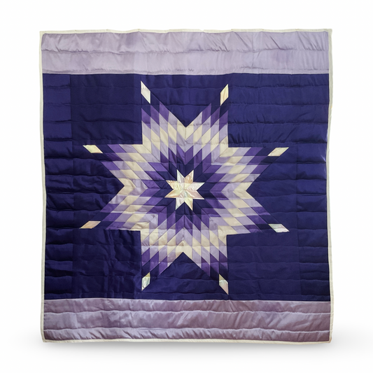 JBE Lilac/Royal Purple Queen Satin Star Quilt
