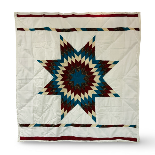 KHP Teal/Maroon Velvet Twin XL Star Quilt