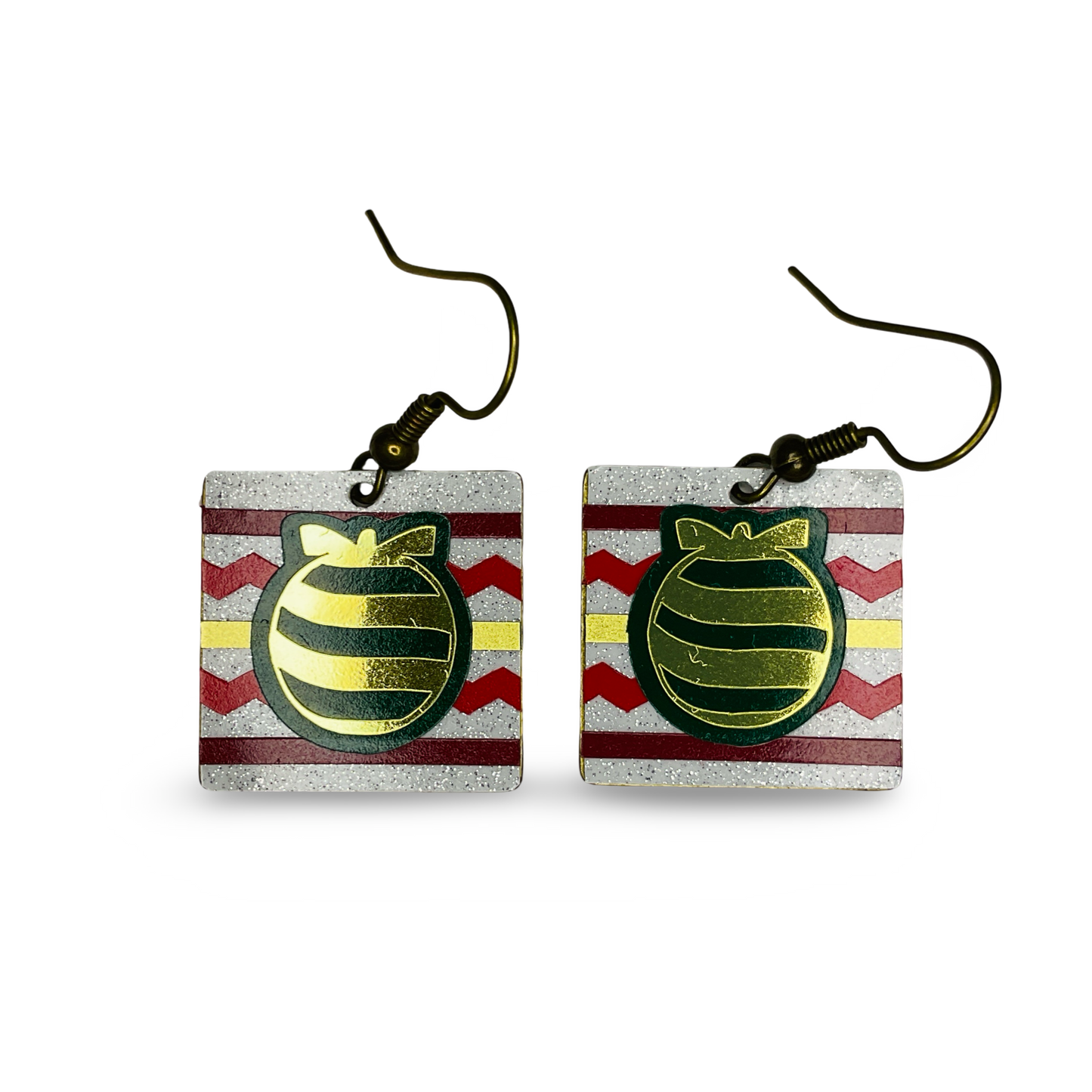 WW Small Christmas Vinyl on Metal Earrings