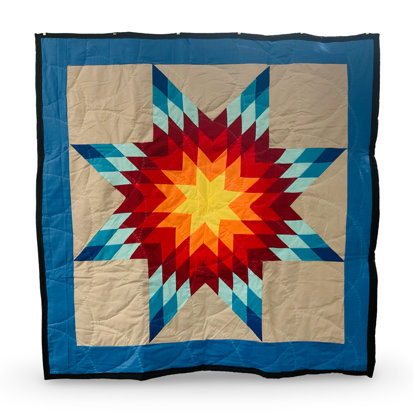 CEH Blue Sunburst Baby Star Quilt