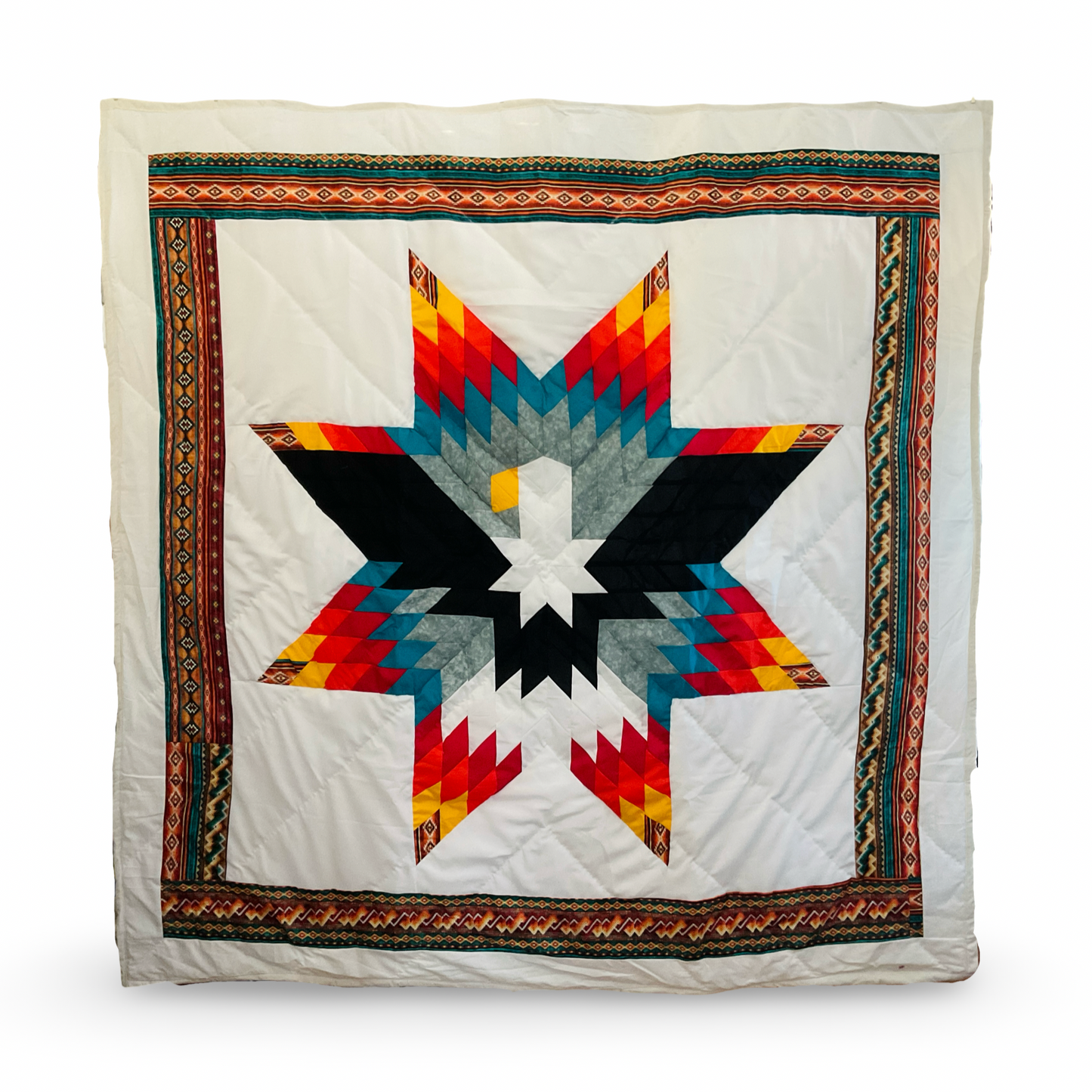 KHP Geometric Eagle Cotton Queen Star Quilt
