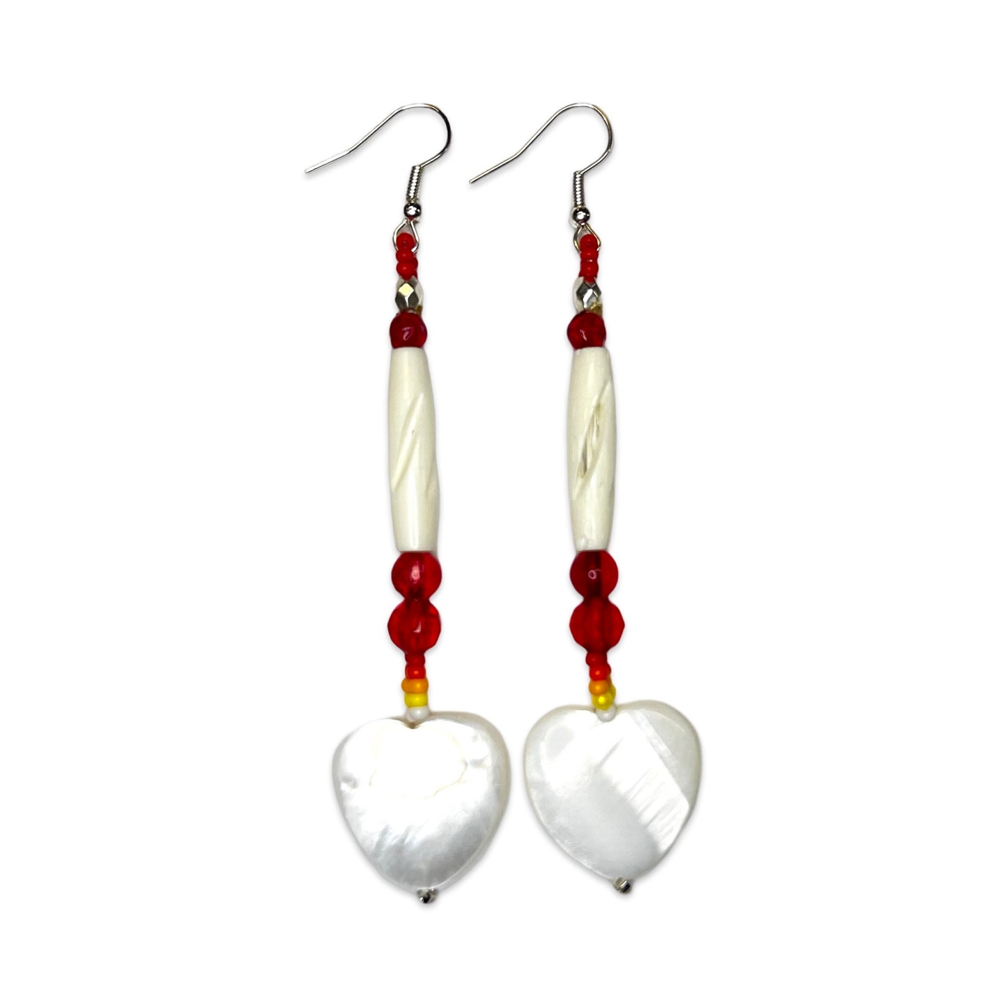 BEC Nacre Heart Imitation Hollow Bone Earrings
