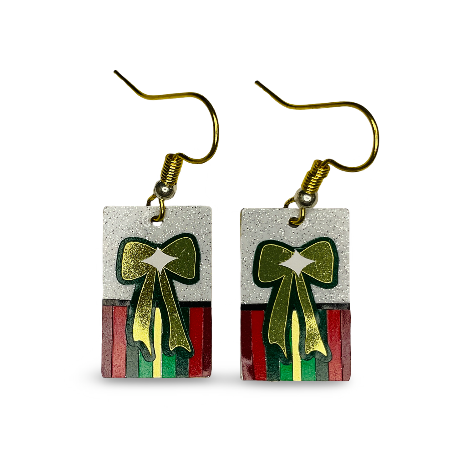 WW Small Christmas Vinyl on Metal Earrings