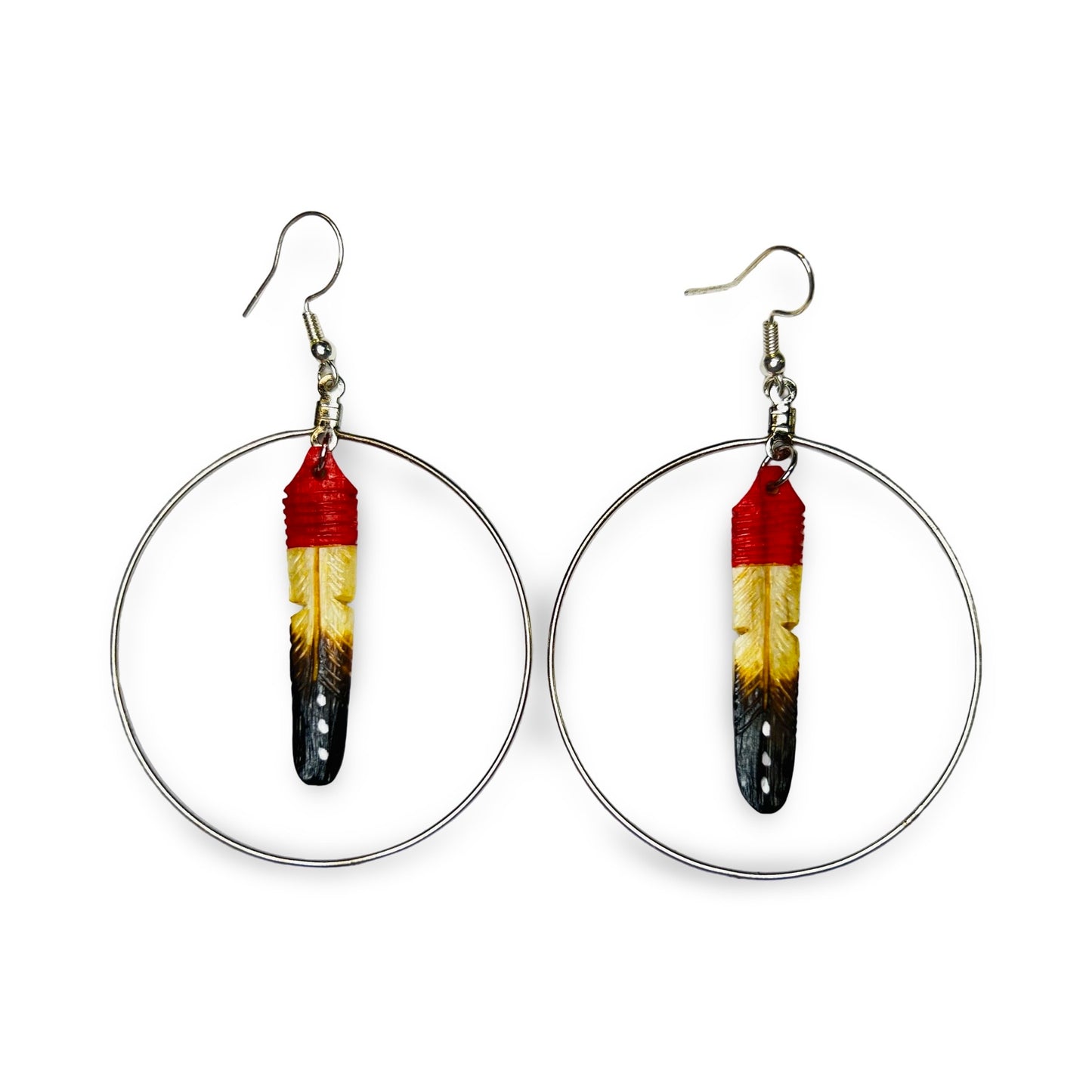 DYH Hoop w/ Feather Earrings