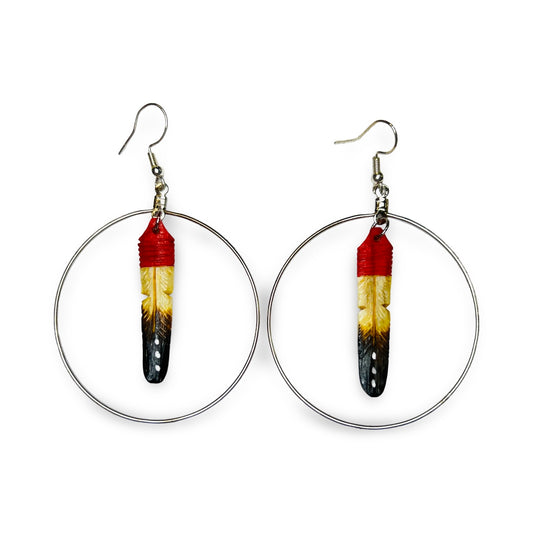 DYH Hoop w/ Feather Earrings