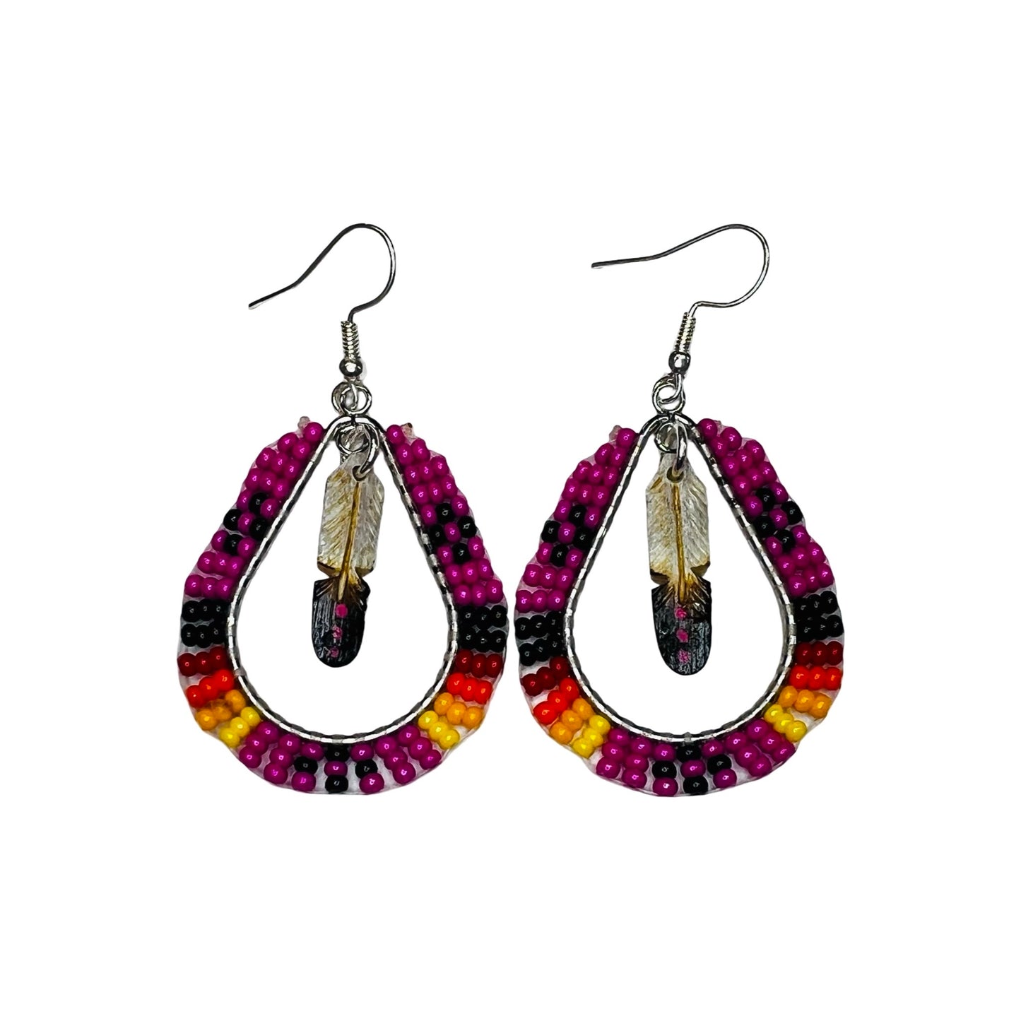 DYH 2" Feather & Bead Earrings