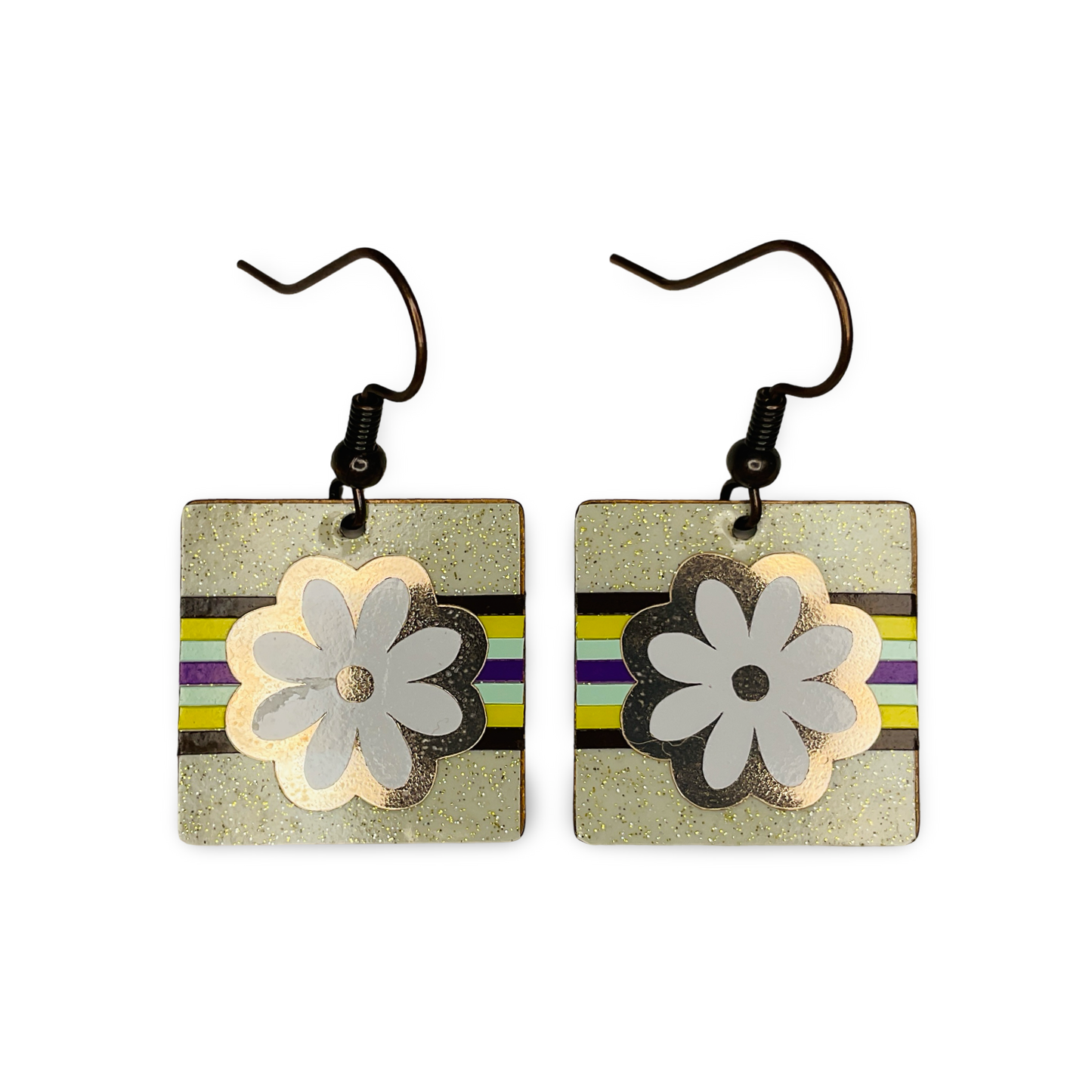 WW Square Vinyl on Metal Earrings
