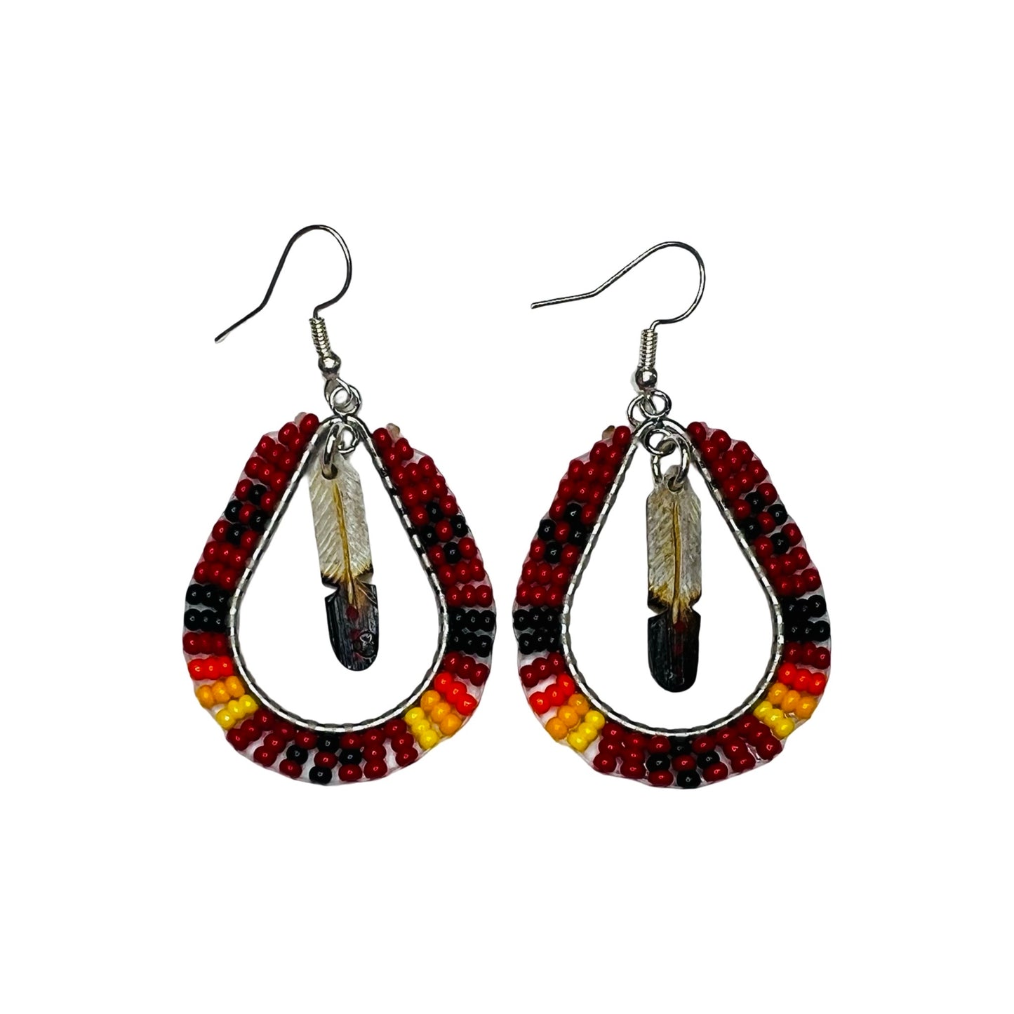 DYH 2" Feather & Bead Earrings