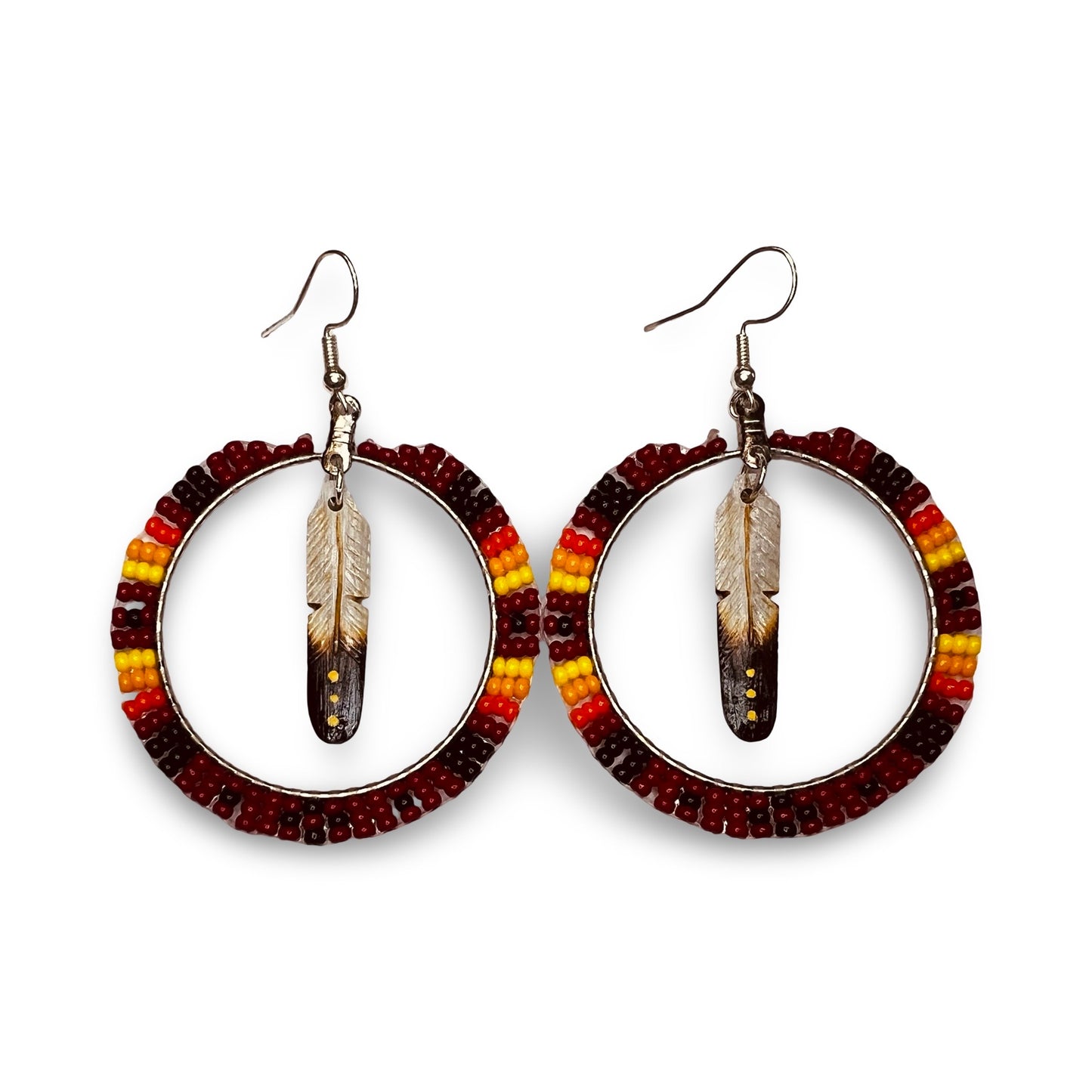 DYH 2" Feather & Bead Earrings