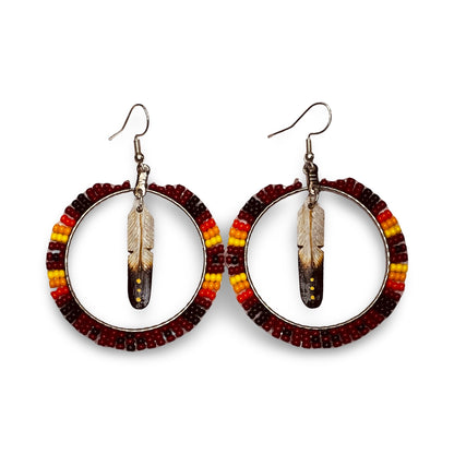 DYH 2" Feather & Bead Earrings