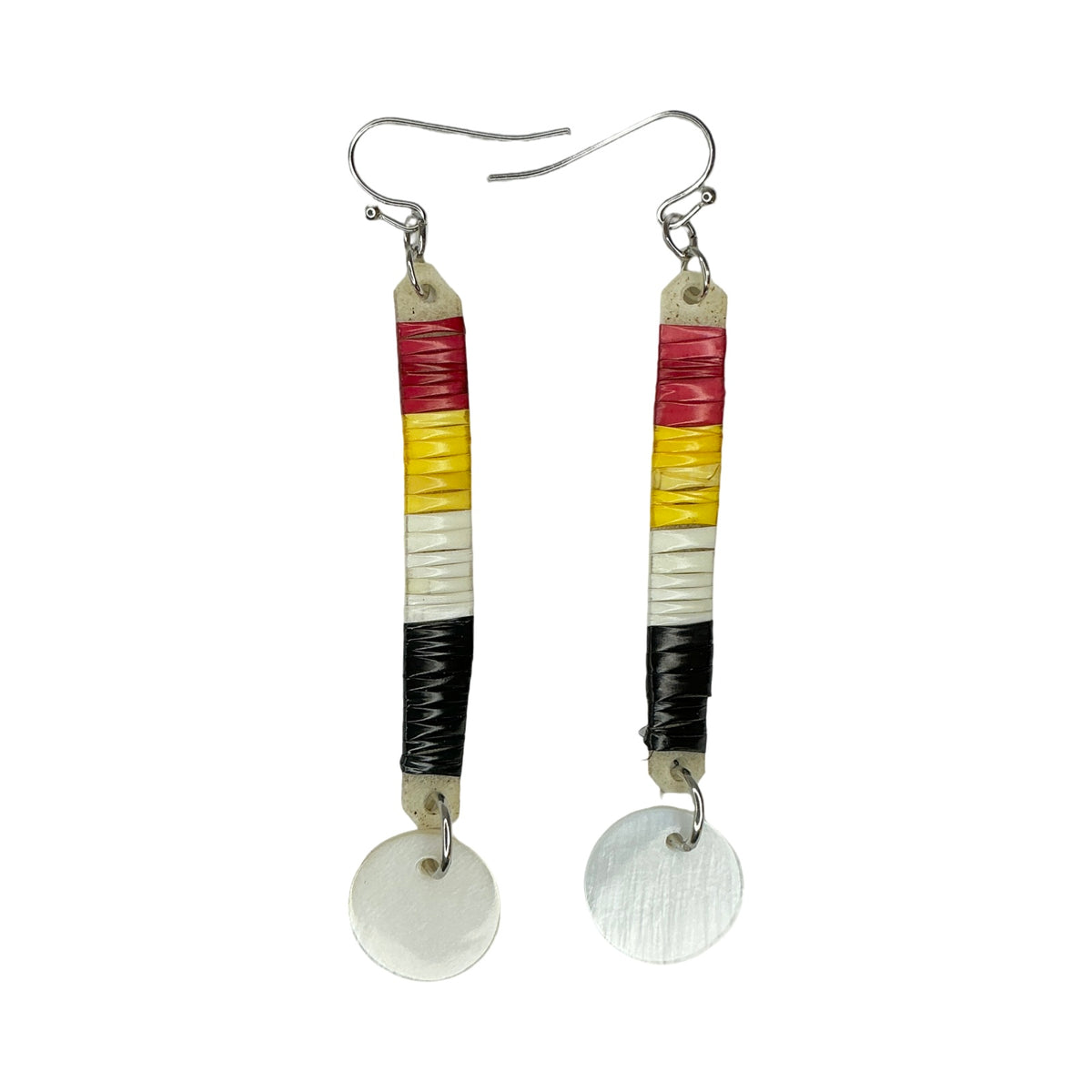CRC Slat Circle Abalone Quill Earrings