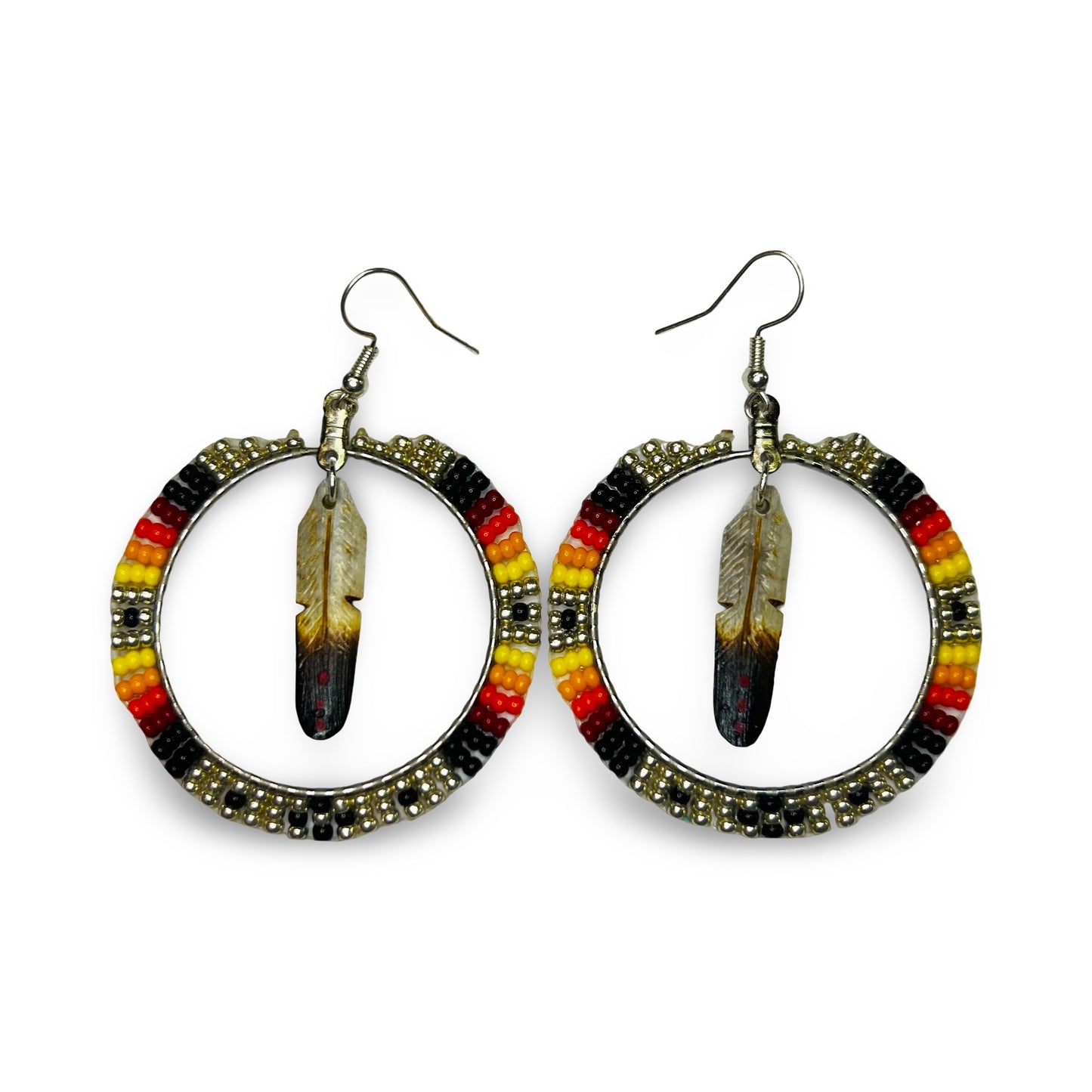 DYH 2" Feather & Bead Earrings