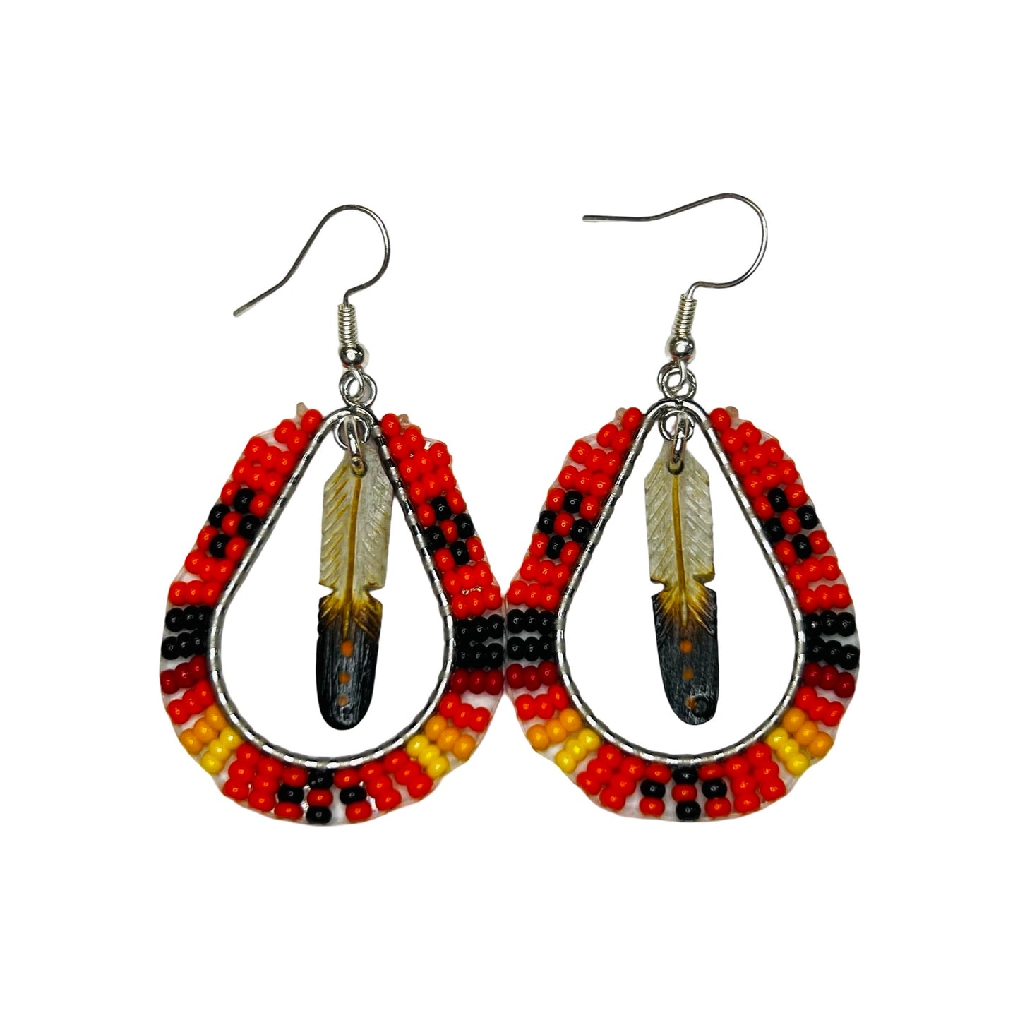 DYH 2" Feather & Bead Earrings