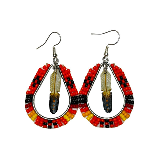 DYH 2" Feather & Bead Earrings