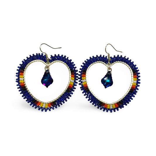 SBE Beaded Heart Hoop Earrings