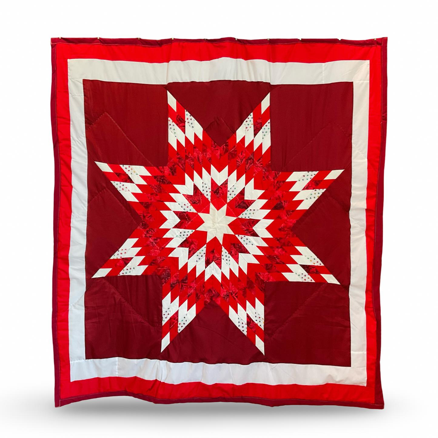 KHP Red Paw Print Full/Queen Cotton Star Quilt