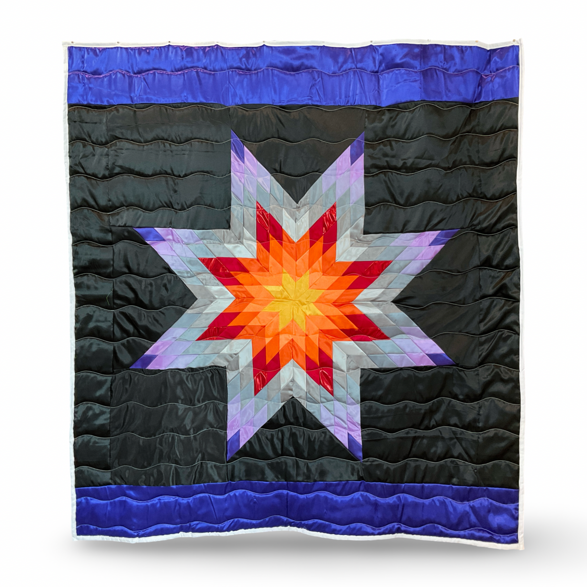 KIC Yellow & Purple Queen Satin Star Quilt