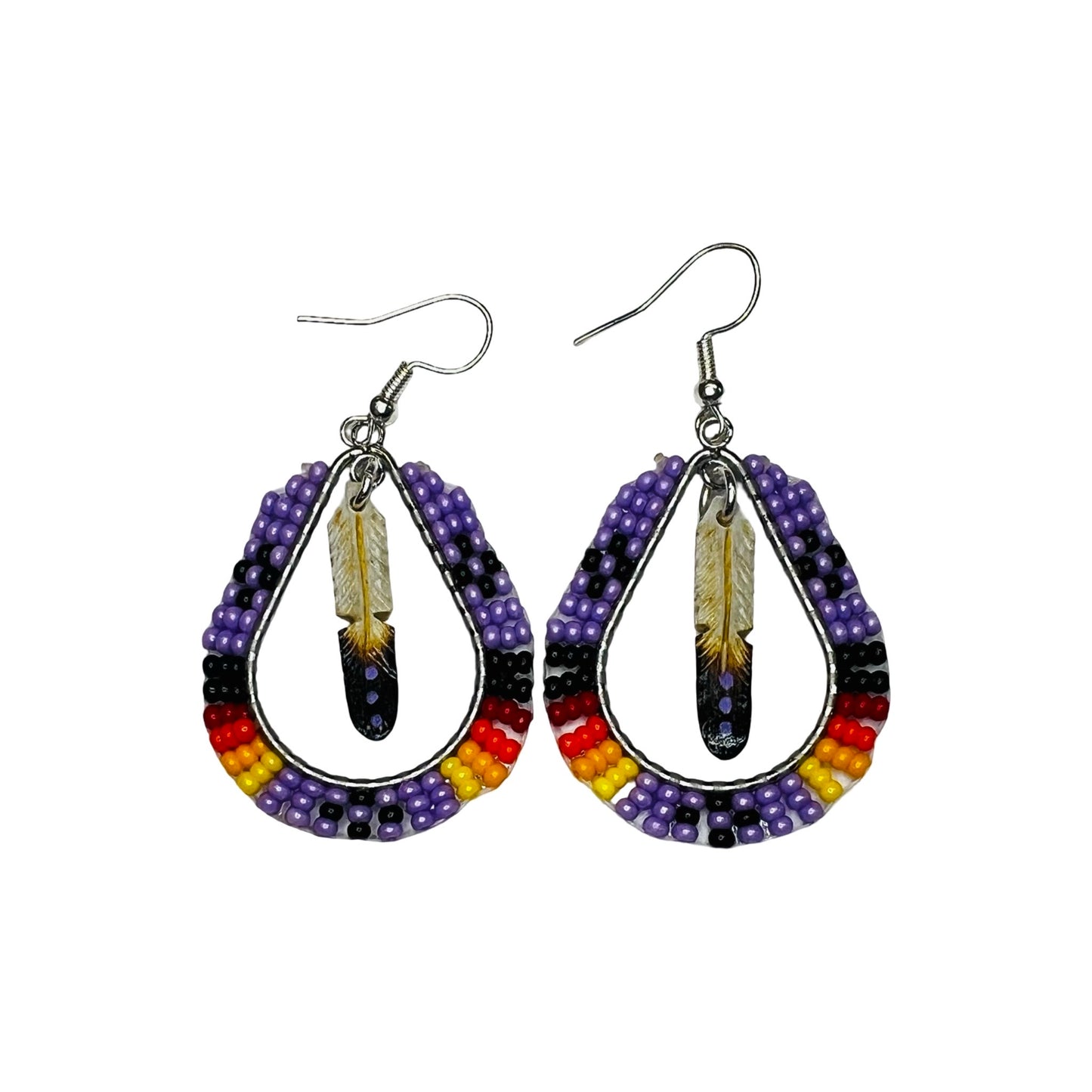DYH 2" Feather & Bead Earrings
