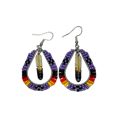 DYH 2" Feather & Bead Earrings