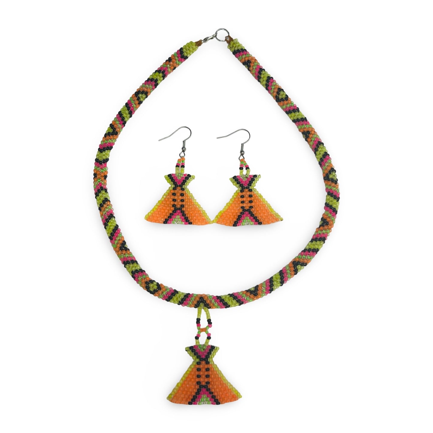 CJE Beaded Choker/Earrings Set
