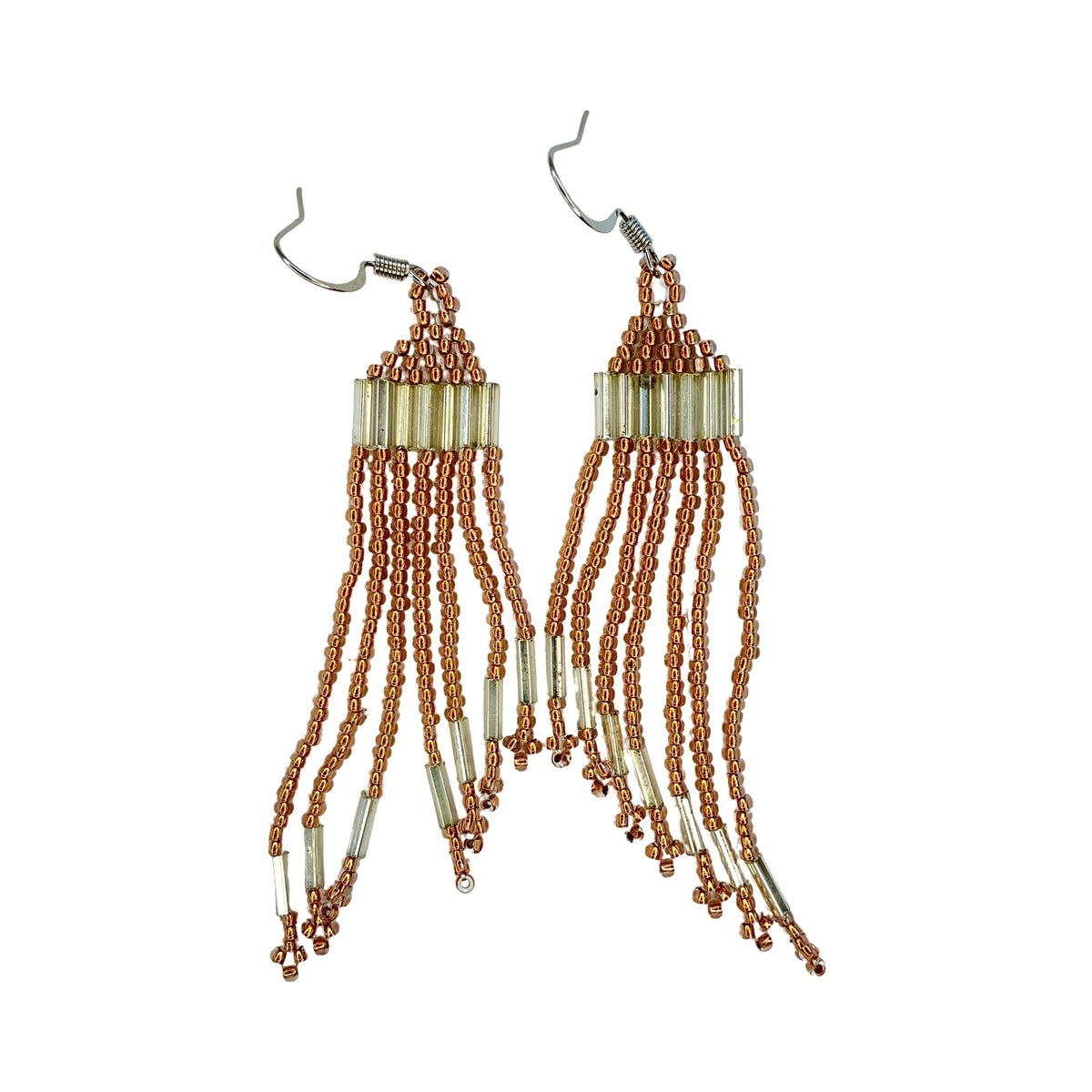 CWT Flat Peyote Stitch Fringe Beaded Earrings