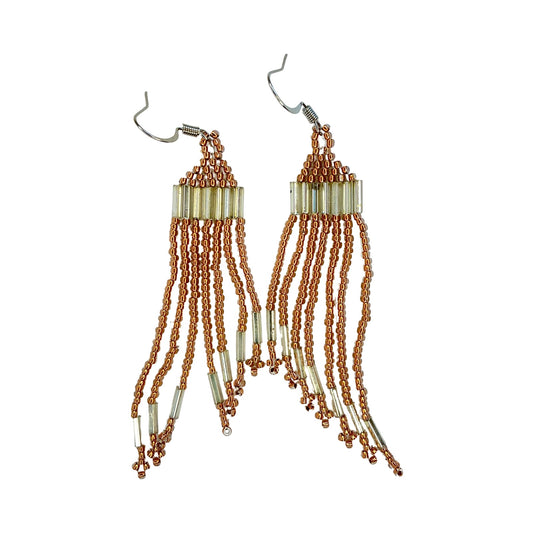 CWT Flat Peyote Stitch Fringe Beaded Earrings