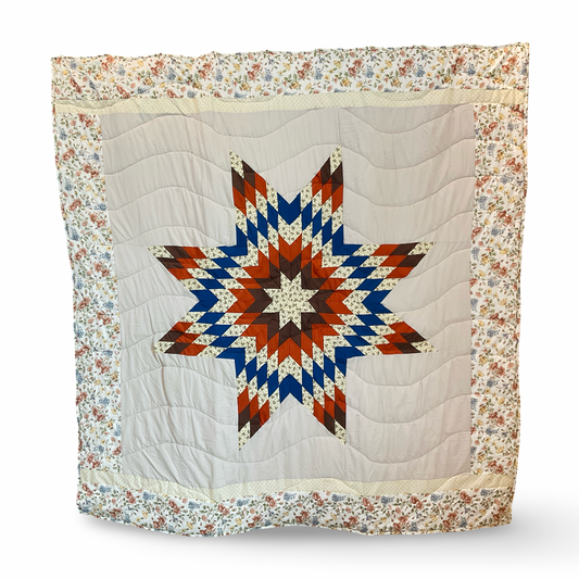SC Rustic Floral Queen Cotton Star Quilt