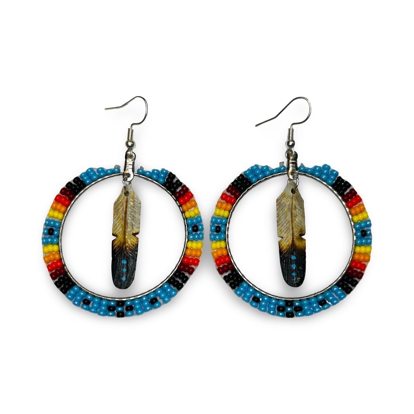 DYH 2" Feather & Bead Earrings