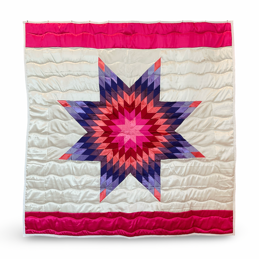 KIC Pink Sunrise Queen Satin Star Quilt