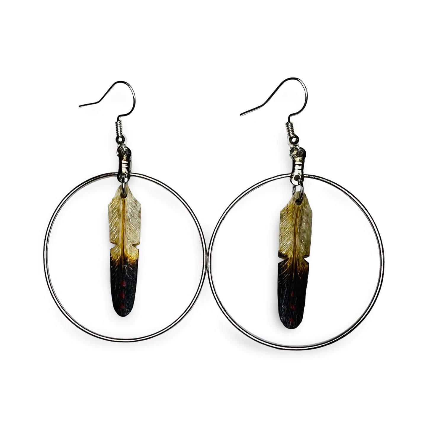 DYH Hoop w/ Feather Earrings