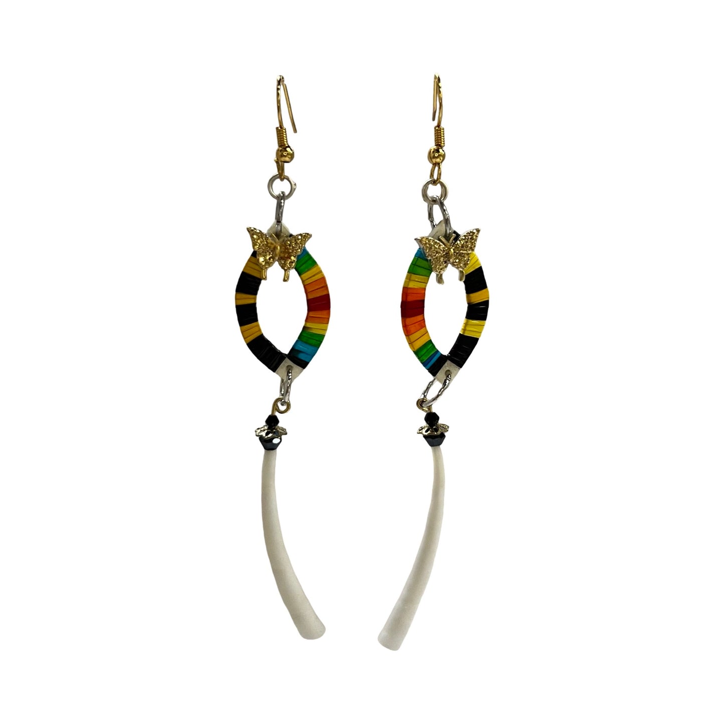 Mini Oval Quill & Dentalium Earrings