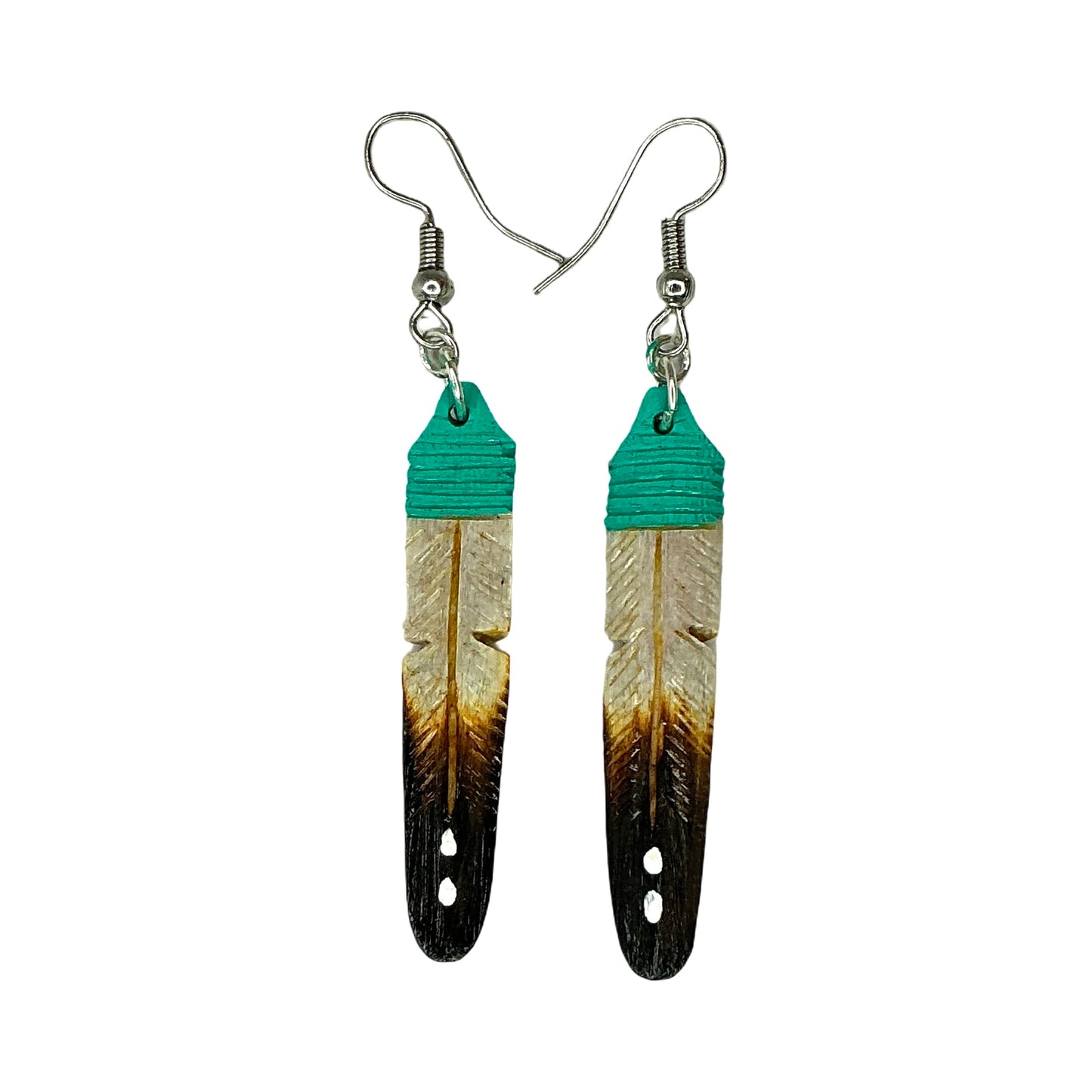 DYH Painted Top Feather Earrings