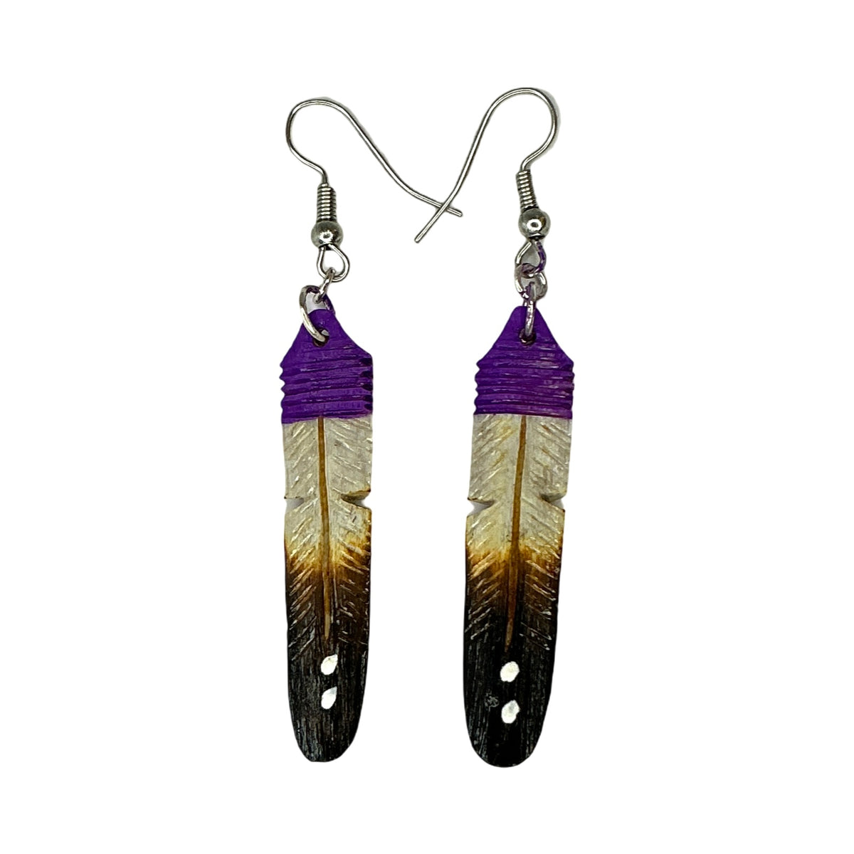 DYH Painted Top Feather Earrings