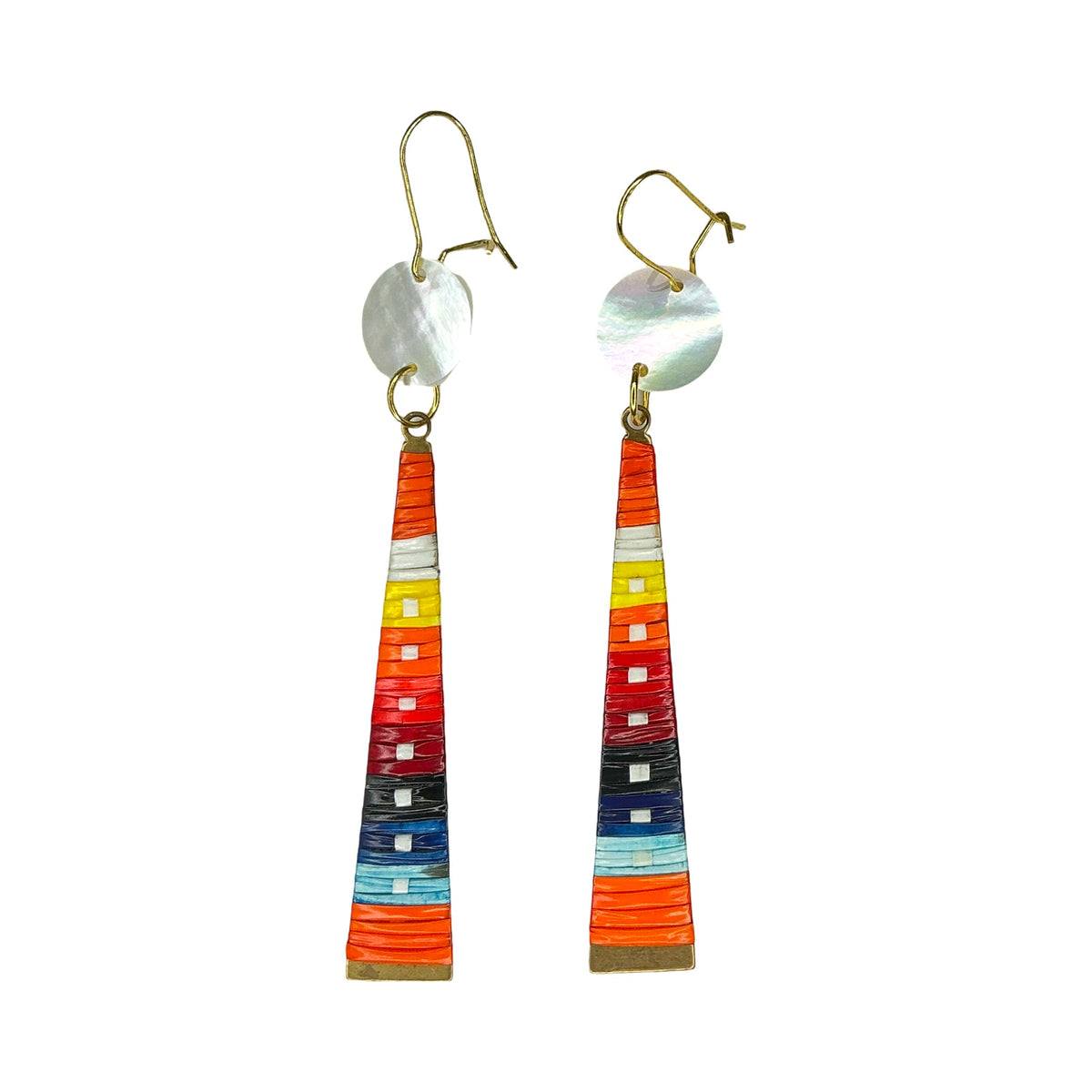 ARC Quill w/shell on Metal Taper Earrings