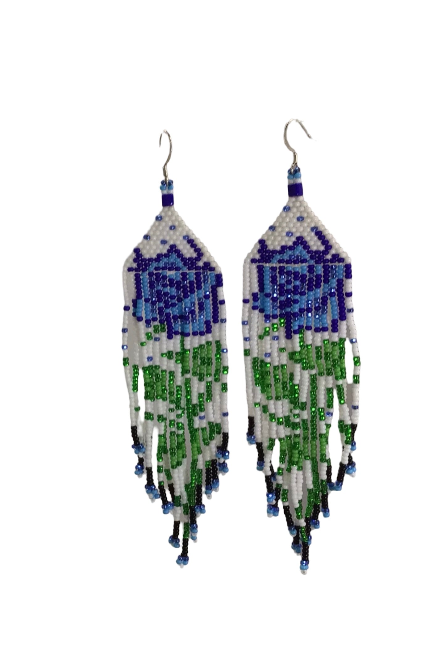 ABE Blue/White Fringe Earrings