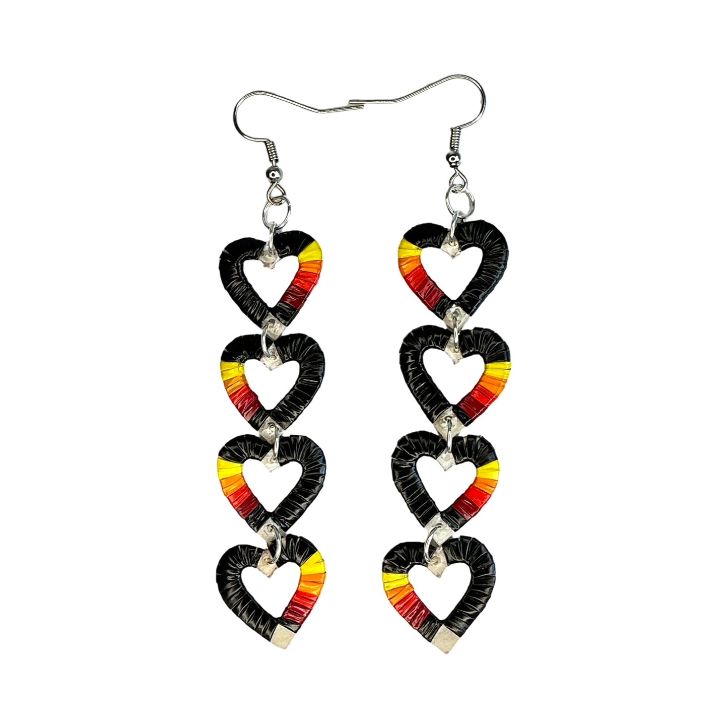 MRC Quill 4 Tier Black Heart Earrings