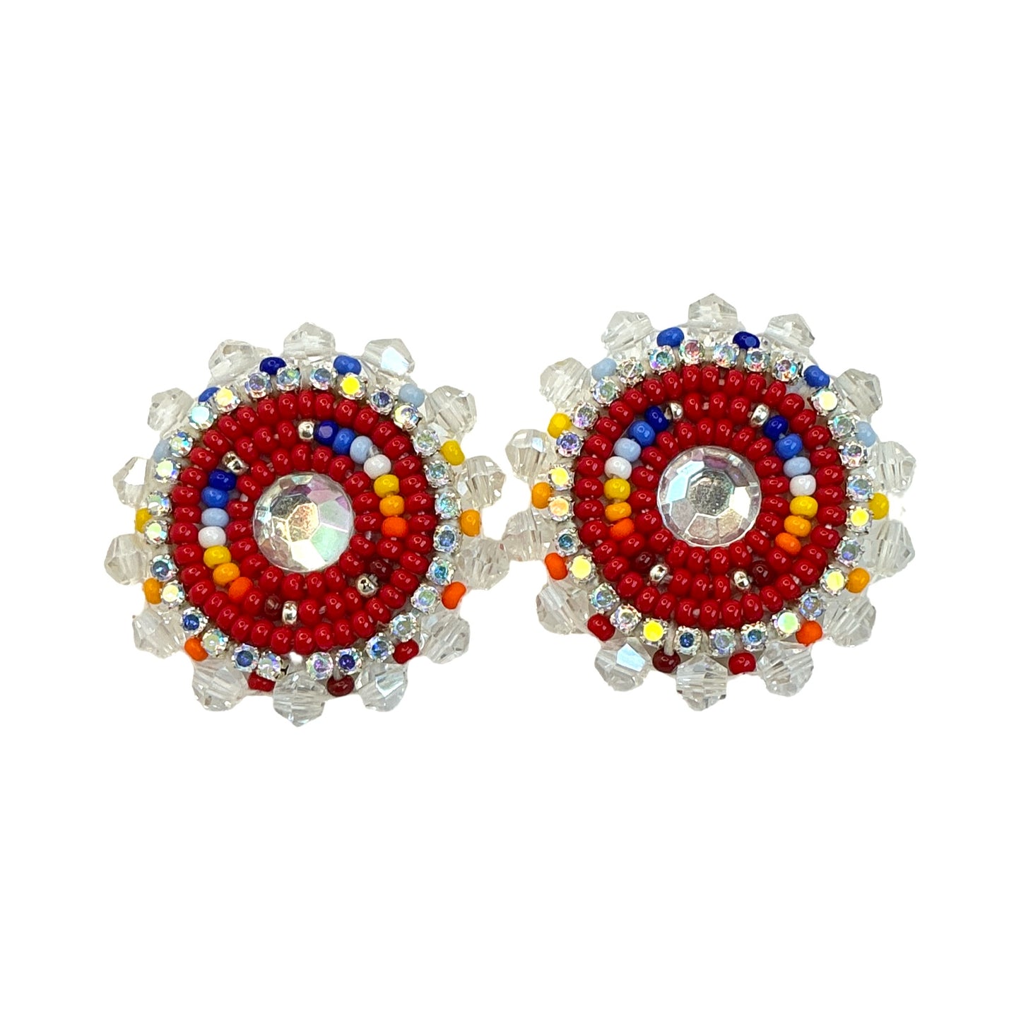 BBB Red & Clear Faceted Beaded Earrings