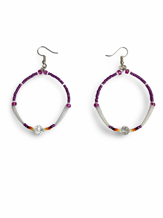 LZ Beaded Hoop w/ Dentalium Earrings